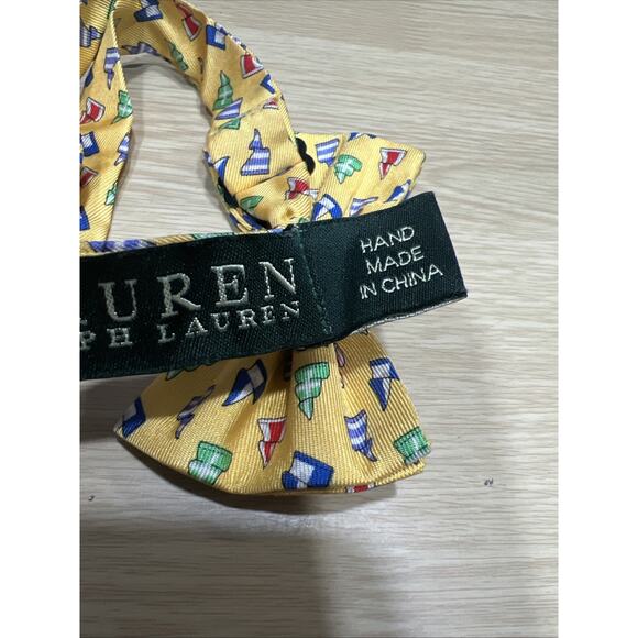 Lauren Ralph Lauren Yellow Silk Bow Tie w/ A Nautical Signal Flag Pattern - Picture 5 of 6